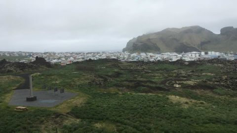 The town of Vestmannaeyjar in the distance is home to Icelandic national coach Heimir Hallgrimsson.