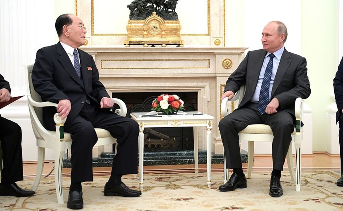 Russian President Vladimir Putin meets with senior North Korean official Kim Yong-nam in Moscow 