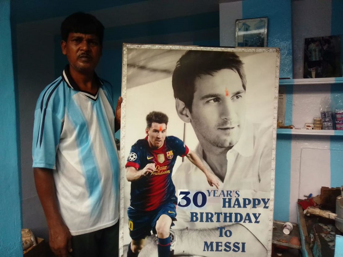 Inside his home, posters of Messi paper the walls of Patra's home.