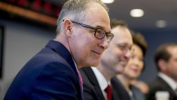 Environmental Protection Agency Administrator Scott Pruitt, left, attends a briefing on this year's hurricane season at the Federal Emergency Management Agency Headquarters, Wednesday, June 6, 2018, in Washington. (AP/Andrew Harnik)