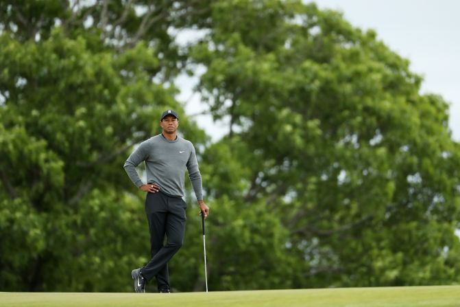 Woods, the champion 10 years ago, was looking to make amends for a poor opening round but the three-time winner slipped further back in his first US Open since 2015.