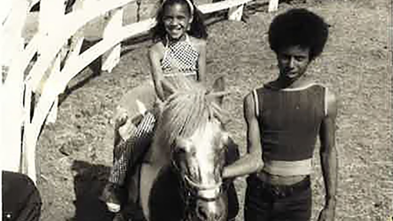 Fredricka Whitfield horseback riding at age nine.