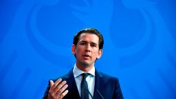 Austrian Chancellor Sebastian Kurz attends a joint press statement with German chancellor at the Chancellery in Berlin, on June 12, 2018, as Austria prepares to take over the rotating presidency of the EU. (Photo by John MACDOUGALL / AFP)        (Photo credit should read JOHN MACDOUGALL/AFP/Getty Images)