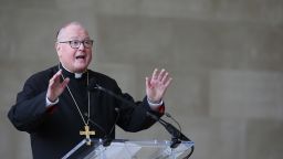 NEW YORK, NY - MAY 07:  Cardinal Timothy Michael Dolan speaks during the Heavenly Bodies: Fashion & The Catholic Imagination Costume Institute Gala Press Preview at The Metropolitan Museum of Art on May 7, 2018 in New York City.  (Photo by Jemal Countess/Getty Images)