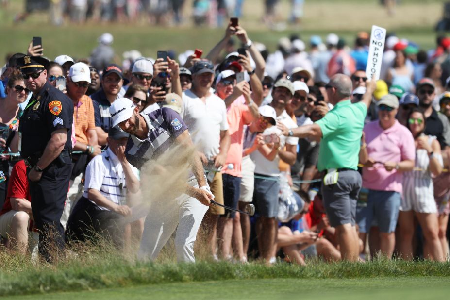 Dustin Johnson led by four overnight but endured some mid-round demons before fighting back. The world No.1 goes into Sunday's final round in a four-way tie for the lead with Brooks Koepka, Daniel Berger and Tony Finau.