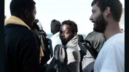 A migrant on board the rescue ship Aquarius bound for Spain. 