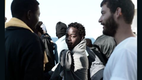 A migrant on board the rescue ship Aquarius in June, as the ship headed for Spain. 