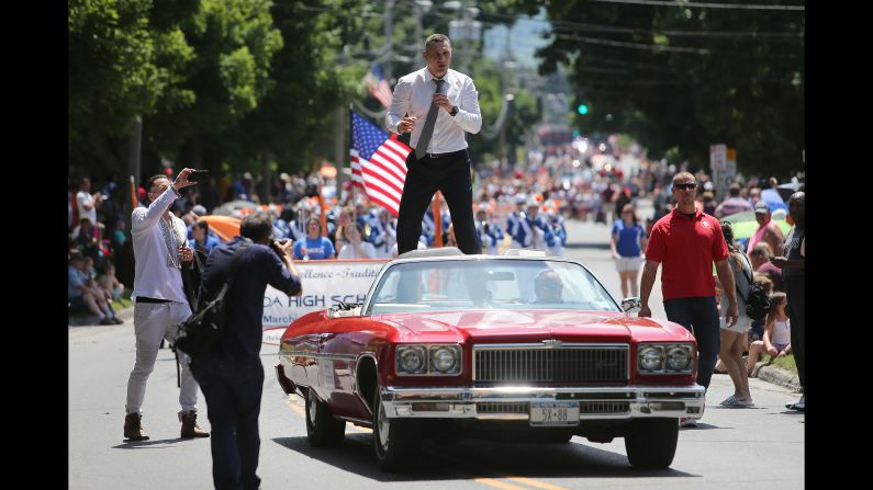 Inductee Vitali Klitschko is seen during the parade of champions at the International Boxing Hall of Fame on Sunday, June 10, in Canastota, New York. Klitschko is the biggest name among the boxers inducted, finishing his career with a 45-2 record before his final fight in 2012.