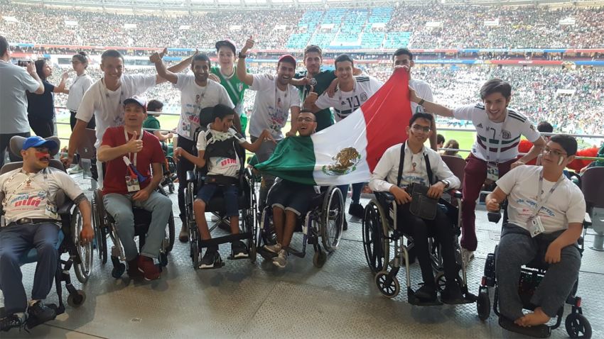 Members of the Fulfilling Dreams charity watched Mexico defeat World Champion Germany on Sunday.