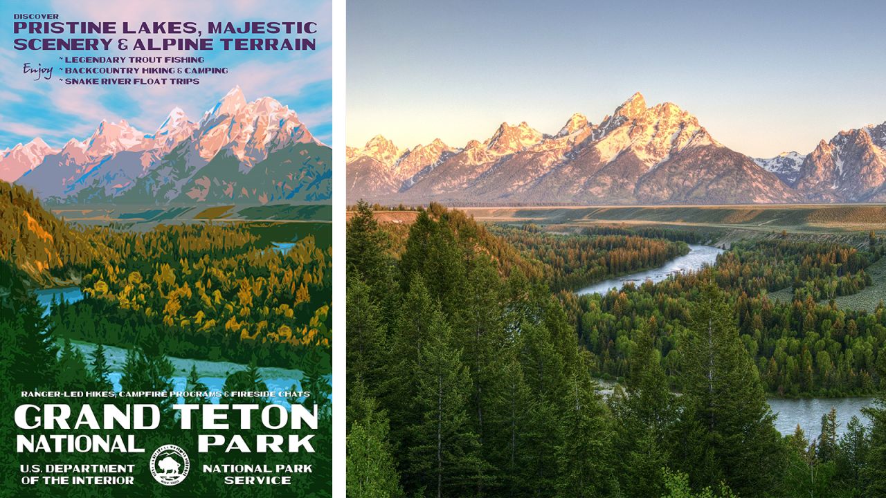 <strong>Grand Teton National Park, Wyoming: </strong>A view of the Teton Range from the Snake River Overlook at dawn was inspired by Ansel Adams' photograph at the same location.