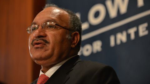 Papua New Guinea Prime Minister Peter O'Neill gives a talk at the Lowy Institute in Sydney on May 14, 2015.