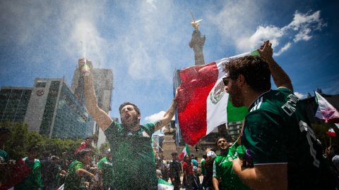 Mexicans celebrate after the Mexico National Team victory over Germany in the 2018 FIFA World Cup Russia on June 17, 2018 in Mexico City, Mexico.