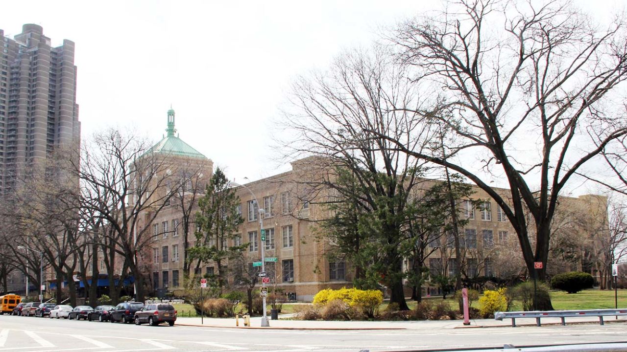 Dewitt Clinton High School, where a historic New Deal-era mural was covered last fall.