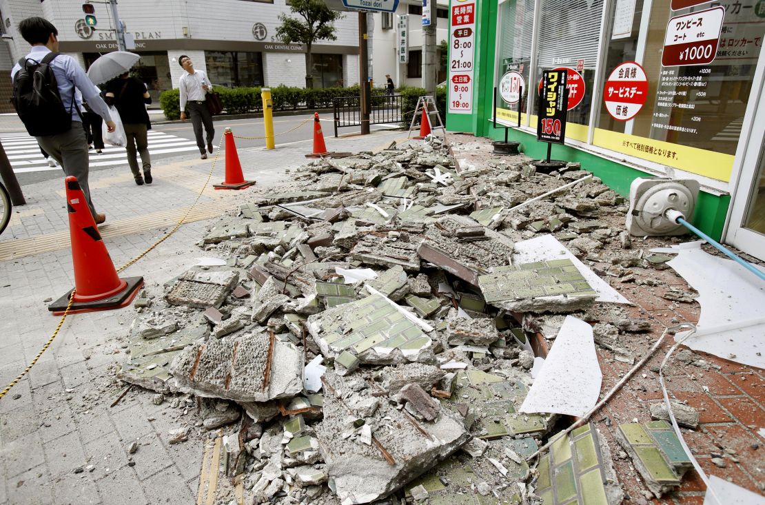 Debris from the earthquake in Osaka.