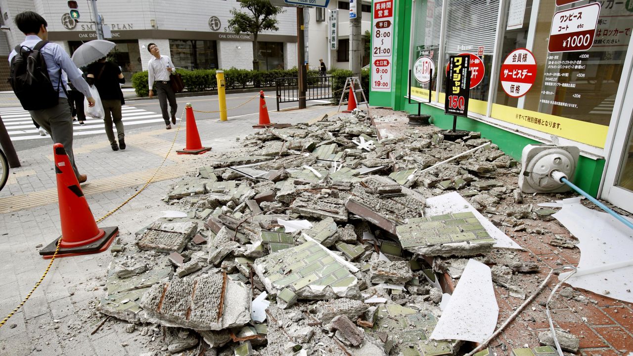 Debris from the earthquake in Osaka.