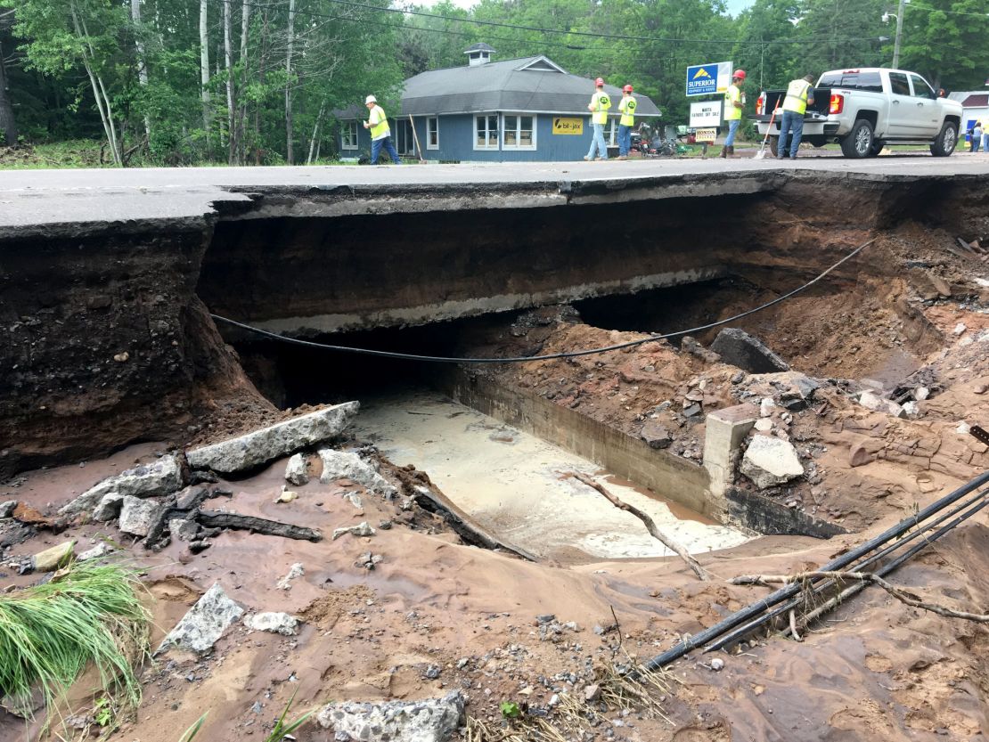 Michigan Department of Transportation images show damage caused by the flooding in the Houghton area.