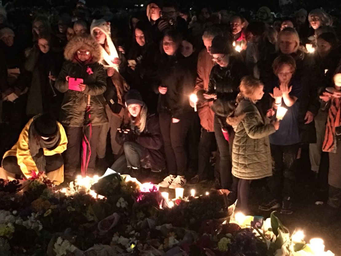 The "Reclaim Prince's Park" vigil held Monday night saw mourners light candles and lay flowers at the site where the body of Eurydice Dixon was found. 