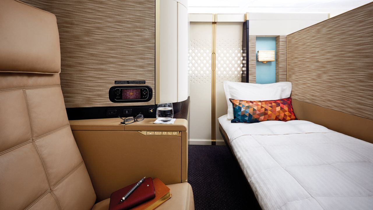 <strong>Etihad Airways' Airbus A380 'First Apartment': </strong>This private space on board Etihad Airway's Airbus A380 features a full bed, a leather armchair, a vanity unit, a shower and food cooked by an on board chef. 