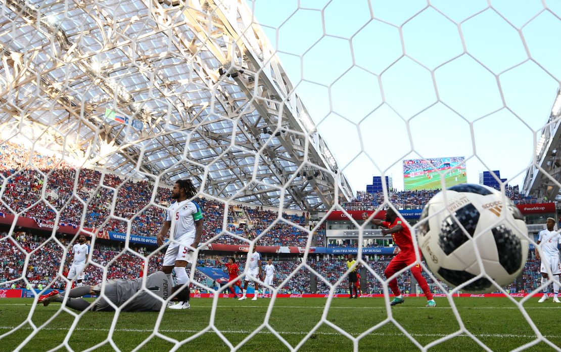 Dries Mertens of Belgium scores Belgium's first against Panama