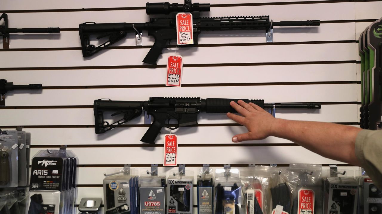 BENSON, AZ - SEPTEMBER 29:  Gun shop owner Jeff Binkley displays AR-15 "Sport" rifles at Sarge's Sidearms on September 29, 2016 in Benson, Arizona. He said he redesigned and renamed his store just this year. Gun shops are proliferate in Arizona, which regulates and restricts weapons less than anywhere in the United States.  (Photo by John Moore/Getty Images)