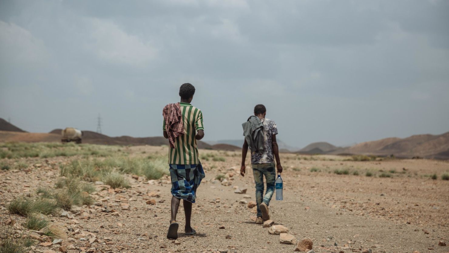 Jamal and Ahmed are two Ethiopian migrants traveling across the border into Djibouti, bound for Yemen.