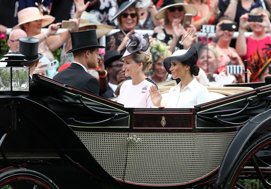 Harry and Meghan, who were married at Windsor Castle last month, shared a carriage with the Duke and Duchess of Wessex.