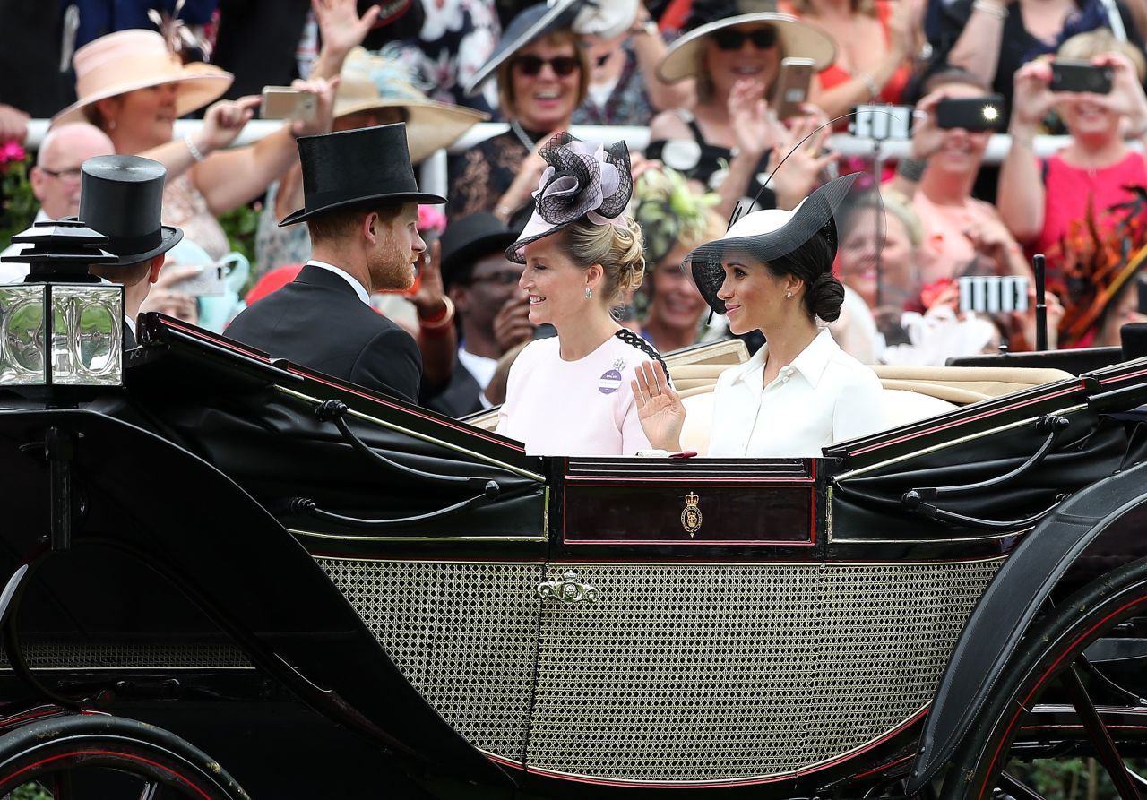 Harry and Meghan, who were married at Windsor Castle last month, shared a carriage with the Duke and Duchess of Wessex.