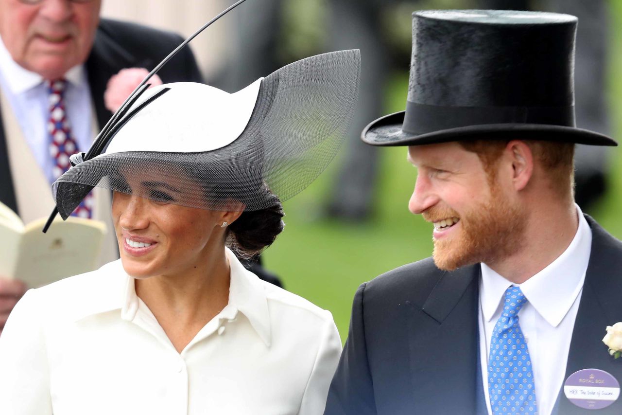 Meghan, Duchess of Sussex, and Prince Harry, Duke of Sussex, attended the opening day of Royal Ascot in Berkshire, west of London in 2018.