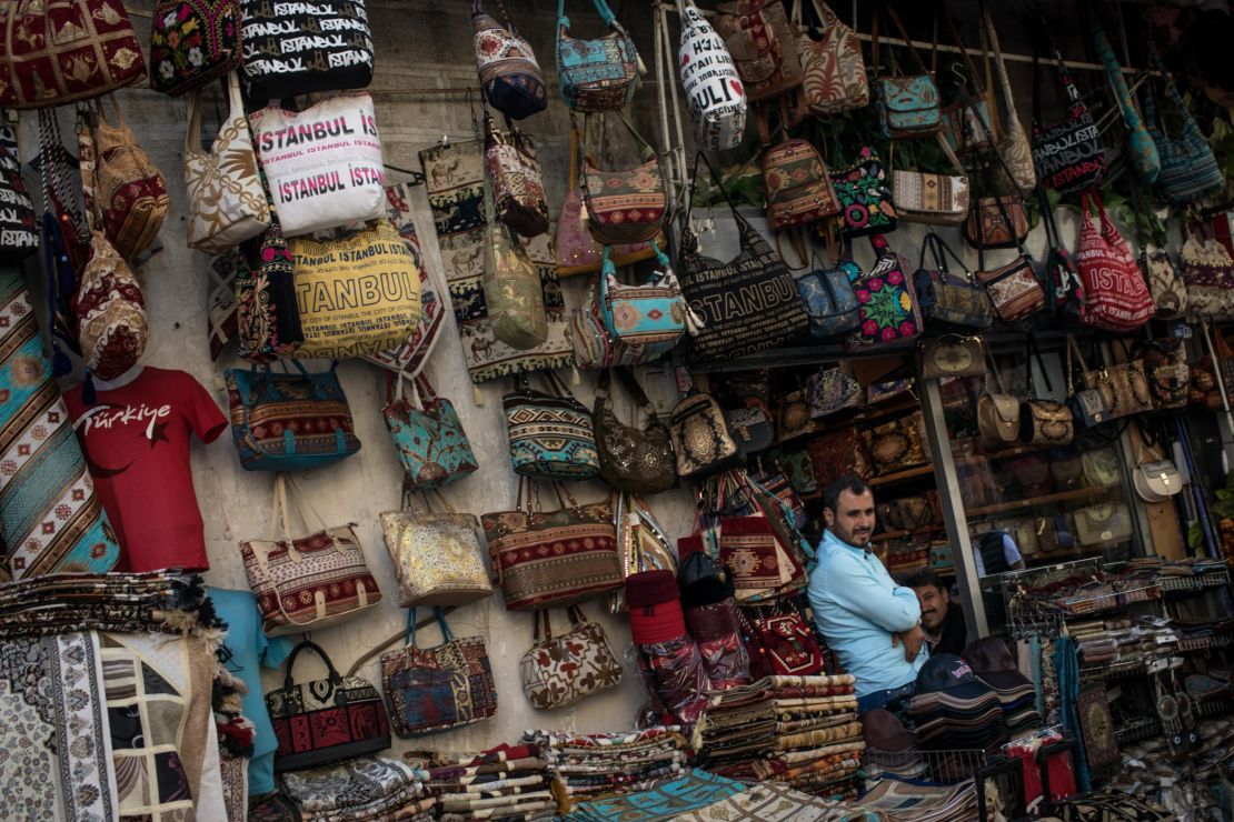 A shop owner waiting for customers at Istanbul's Grand Bazaar.