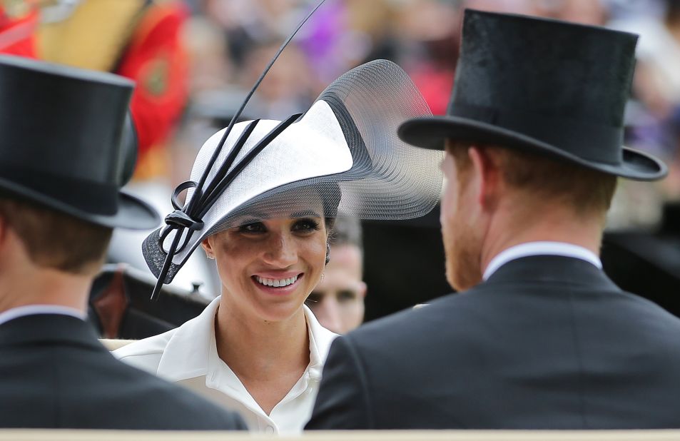 The Duchess of Sussex opted for a cream dress. Royal Ascot is known for high fashion, designer hats and pageantry. Horse racing has been held at the famous Berkshire course since 1711.