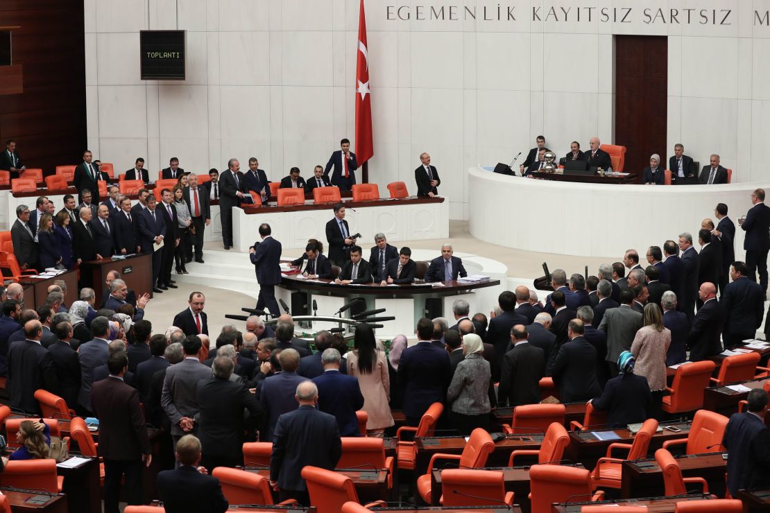 Turkish MPs vote on snap elections in parliament on April 20.
