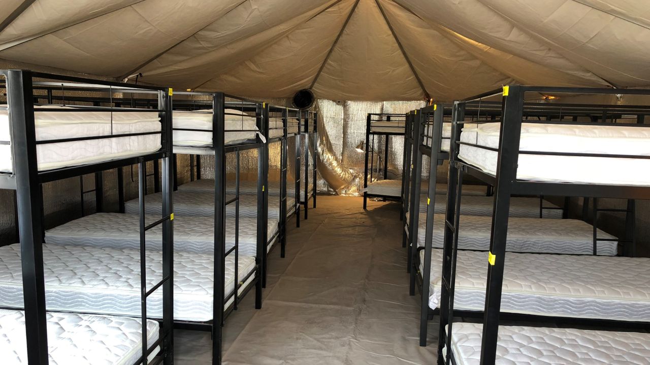 A Department of Health and Human Services photo shows the inside of a dorm.