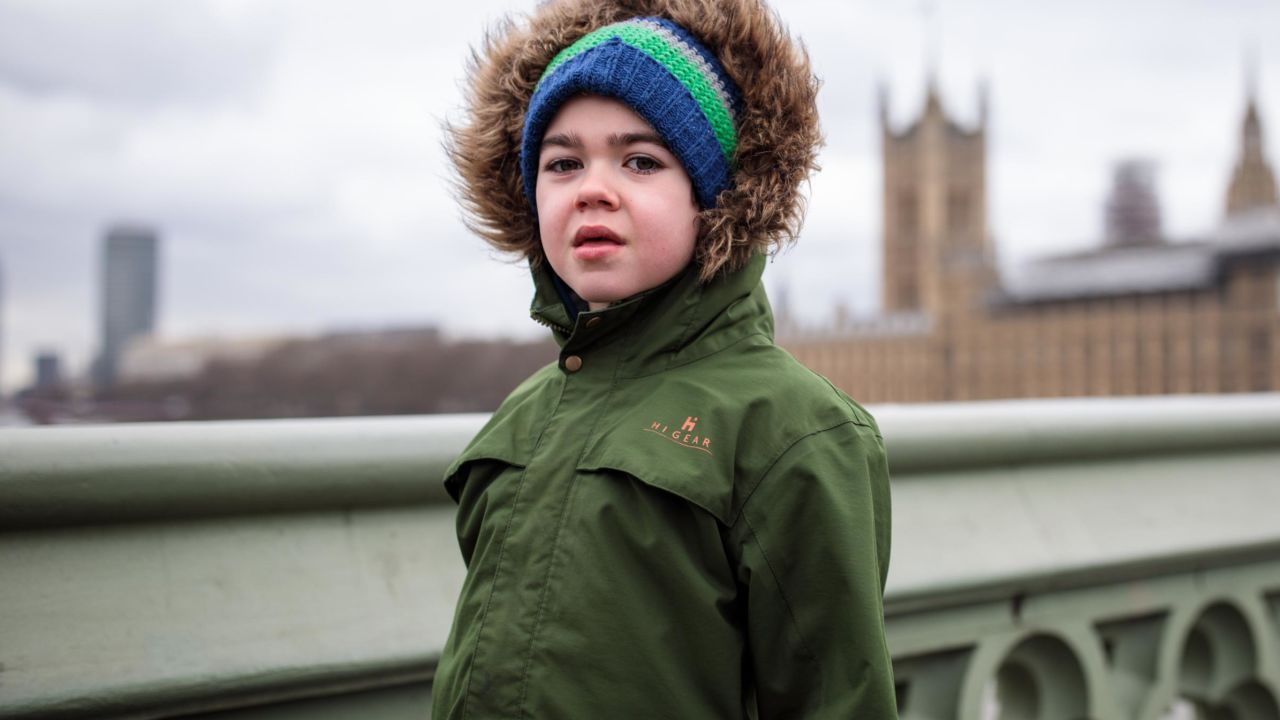 Six-year-old Alfie Dingley poses before meeting with UK lawmakers in Parliament on March 20.