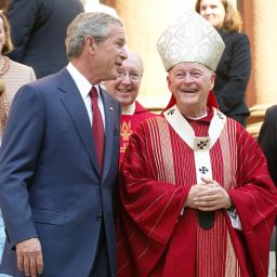 President George W. Bush stands with Cardinal Theodore McCarrick in 2005. 