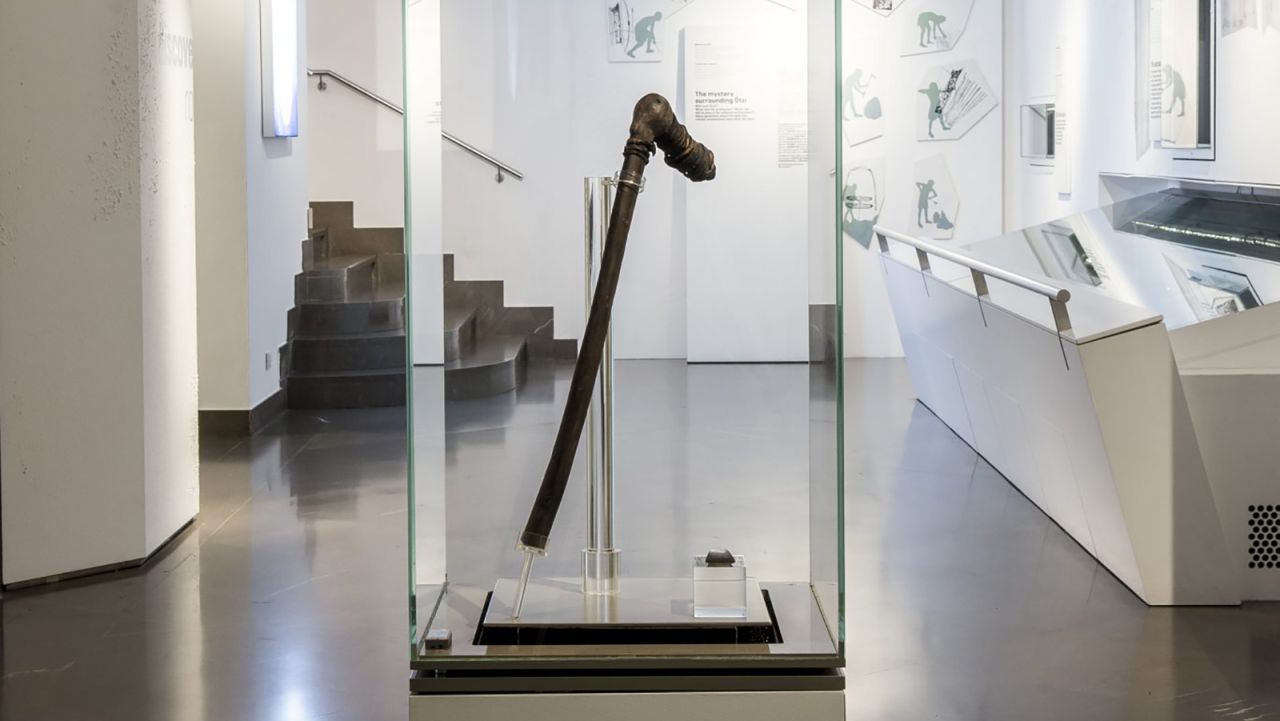 Otzi's weapons, tools and clothing are on display at the museum, including his copper ax. It is the only one like it in the world.