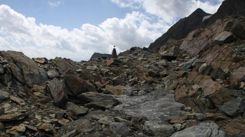 This is the Tisenjoch pass in the Val Senales valley<strong> </strong>of South Tyrol where Otzi was found by a German couple hiking while on vacation.