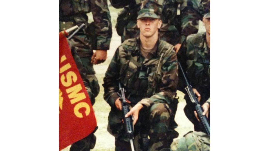 Justin Blazejewski as a young Marine in early 2000.  