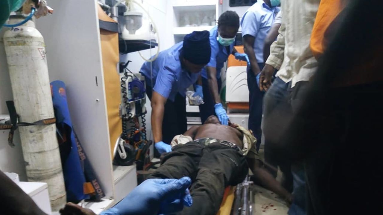 Rescue teams attending to one of those wounded at the scene of the accident in Lagos, Nigeria  on Tuesday.