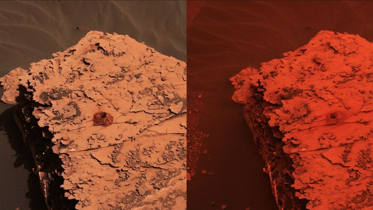 Two images from the Mast Camera on NASA's Curiosity rover show atmospheric changes since a dust storm descended on Gale Crater. On the left is what it looked like on May 21, before the storm. On the right is what it looked like on June 17.