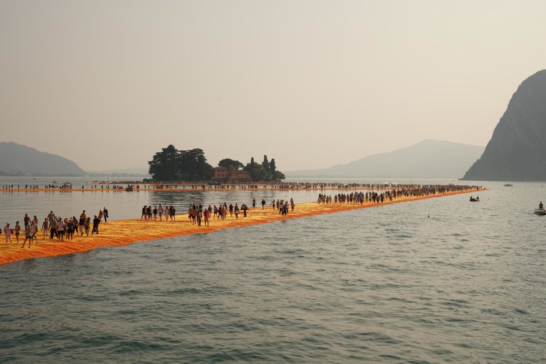 For 16 days in 2016, Christo installed a three-kilometer-long walkway across Lake Iseo, Italy.