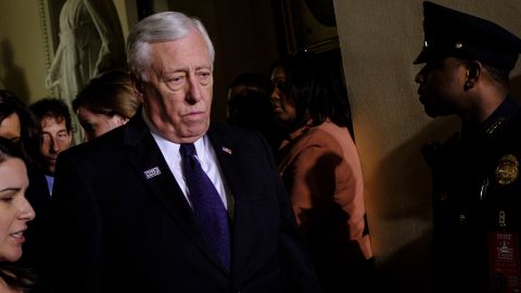 House Minority Whip Steny Hoyer, a Democrat from Maryland, leaves the US House of Representatives Chamber after President Donald Trump's first State of the Union Address before a joint session of Congress in January.  
