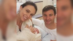 New Zealand Prime Minister Jacinda Ardern and her husband, Clarke Gayford, with their newborn baby daughter.