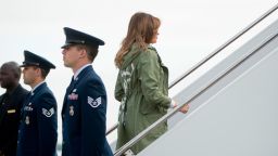 First lady Melania Trump boards a plane at Andrews Air Force Base, Md., Thursday, June 21, 2018, to travel to Texas to visit the U.S.-Mexico border. (AP Photo/Andrew Harnik)