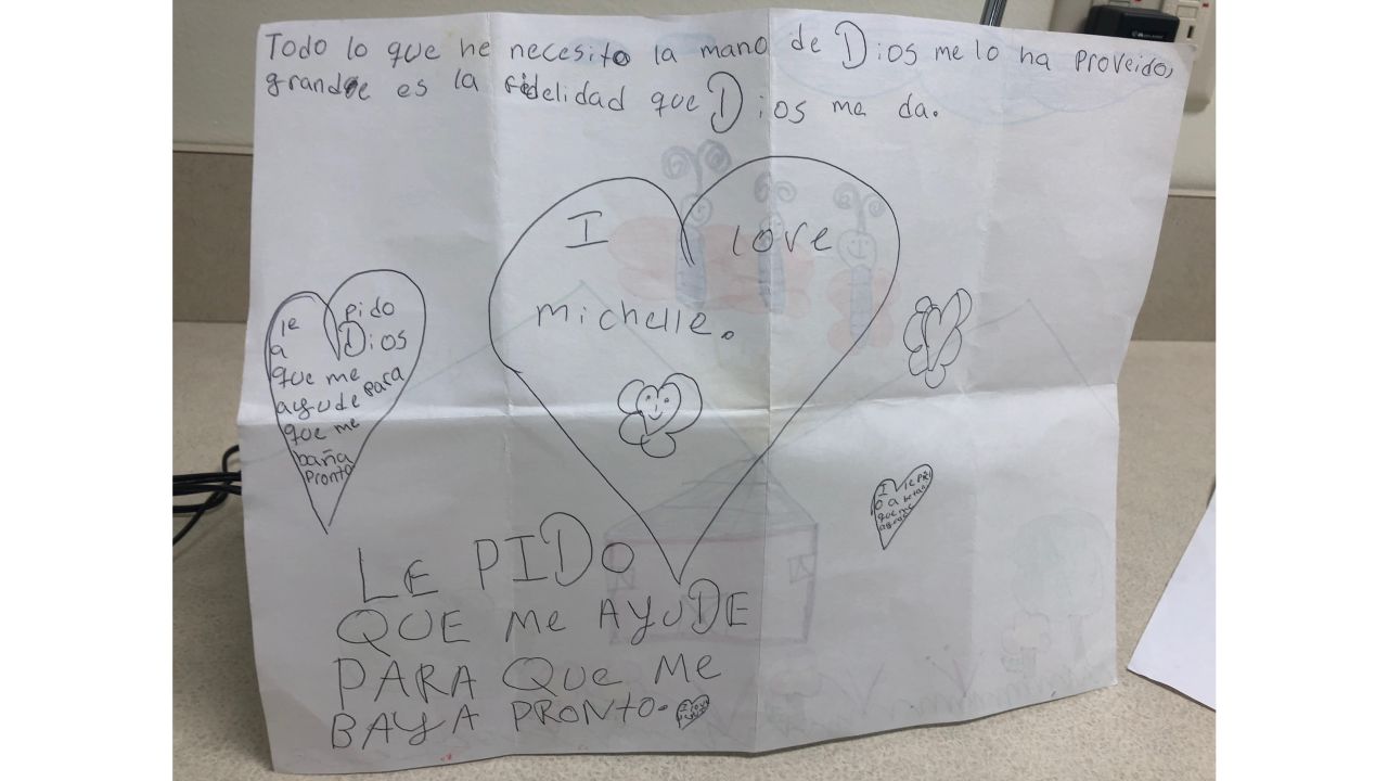 Some of the children write notes to their foster mother.