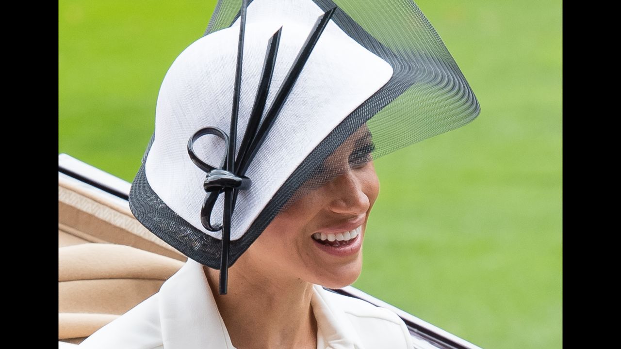 Meghan, the Duchess of Sussex, attends the Royal Ascot horse-racing event on Tuesday, June 19. It was her first appearance at what is the most prestigious event on the British horse-racing calendar.