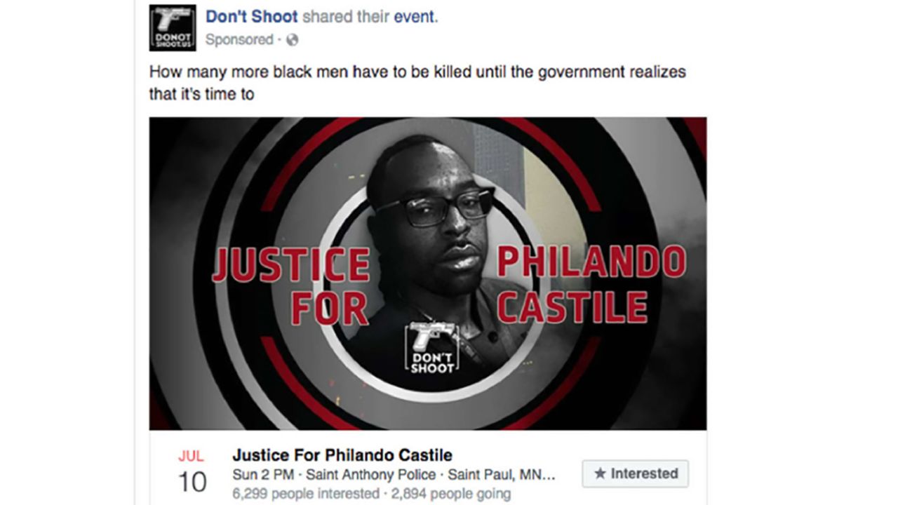 Hours after his death, "Don't Shoot" Facebook group started promoting a "Justice for Philando Castile" event
