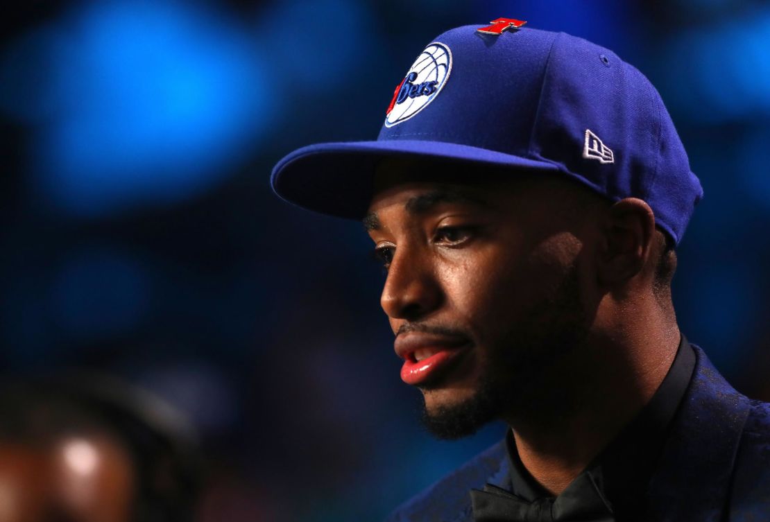Bridges speaks to media after being drafted 10th overall by the Philadelphia 76ers at the Barclays Center.