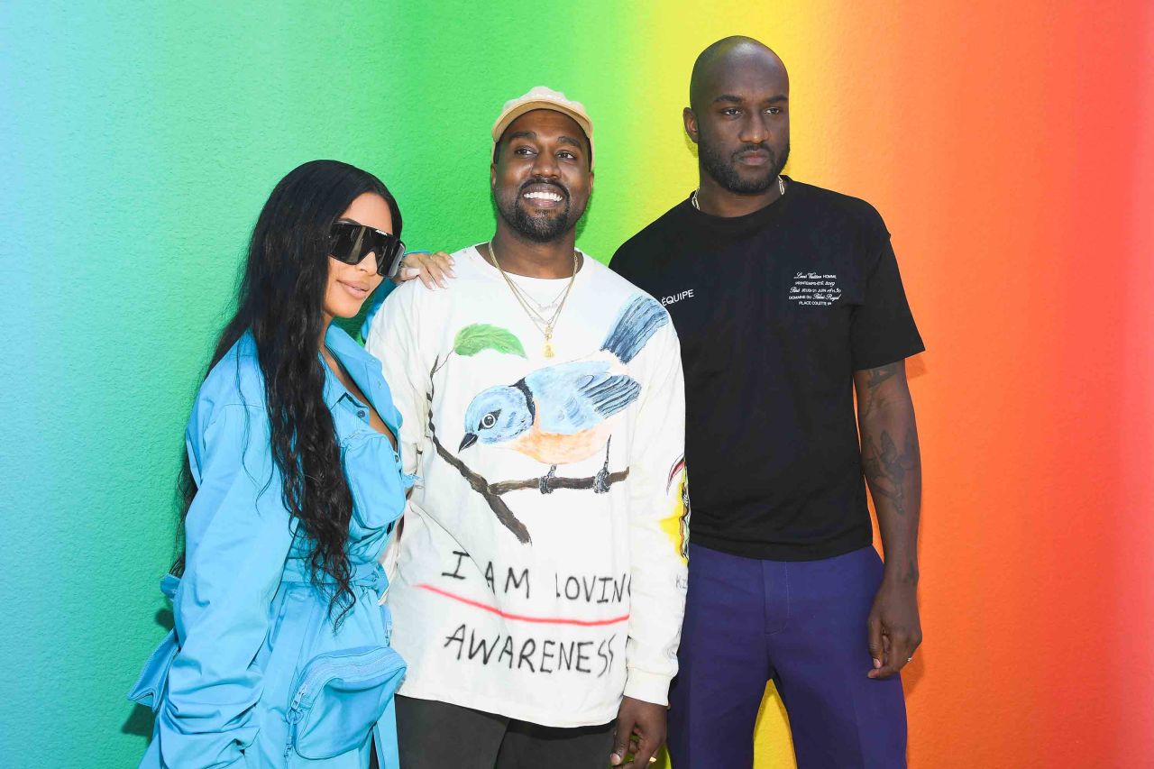  Kim Kardashian, Kanye West and Virgil Abloh after the show. 
