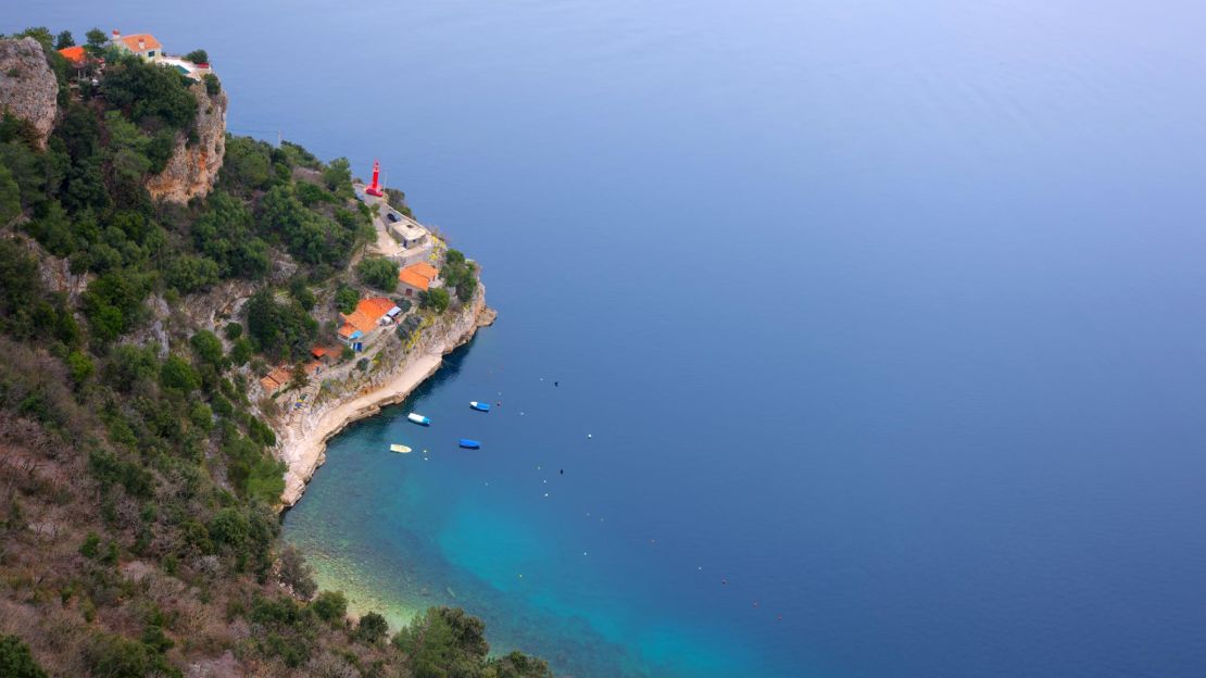 Bršeč Beach offers views across the Kvarner Gulf to Cres Island.