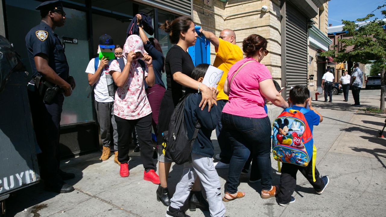 Mayor Bill de Blasio says some migrant children are taken to the Cayuga Centers facility in Harlem for daily classes. It's unclear whether the children in the photo were among those separated from their parents.